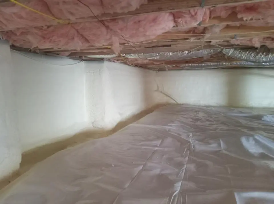 Crawl space encapsulation with closed-cell spray foam for Metal Roof Coating in Clive